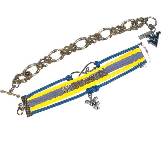 West Virginia Mountaineers Bracelets Set With Charms Toggle Clasp - Picture 1 of 3